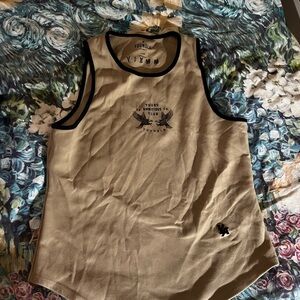 YoungLA Men’s Cream/Beige Tank with Black Accents, Sz XL